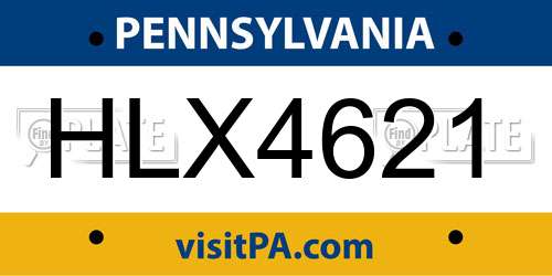 HLX4621 Pennsylvania License Plate