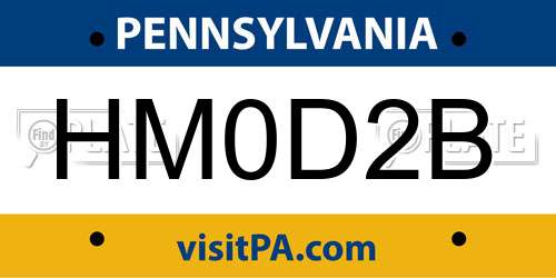 HM0D2B Pennsylvania License Plate