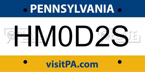 HM0D2S Pennsylvania License Plate