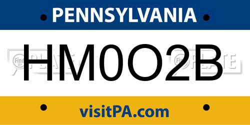 HM0O2B Pennsylvania License Plate