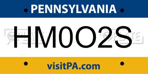 HM0O2S Pennsylvania License Plate