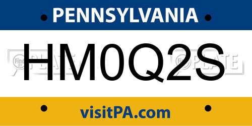 HM0Q2S Pennsylvania License Plate