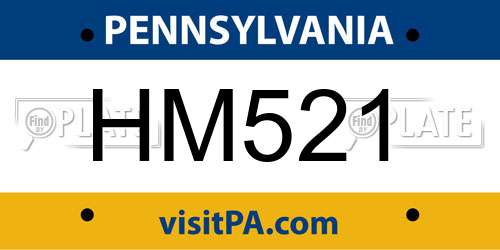 HM521 Pennsylvania License Plate