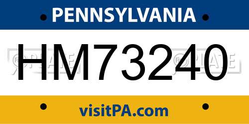 HM73240 Pennsylvania License Plate