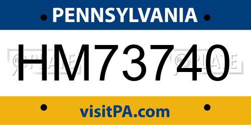 HM73740 Pennsylvania License Plate