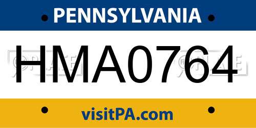 HMA0764 Pennsylvania License Plate