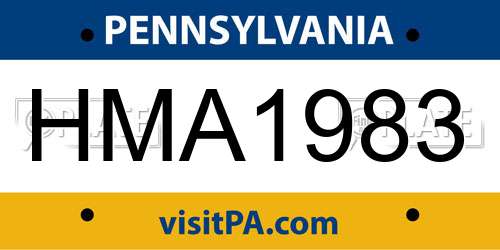 HMA1983 Pennsylvania License Plate
