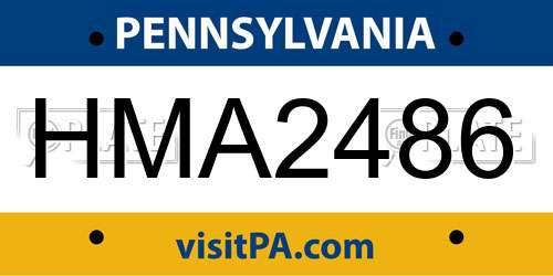HMA2486 Pennsylvania License Plate