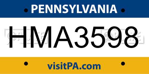 HMA3598 Pennsylvania License Plate