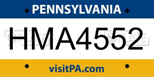 HMA4552 Pennsylvania License Plate