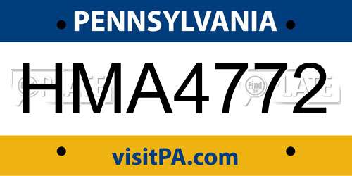 HMA4772 Pennsylvania License Plate