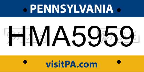 HMA5959 Pennsylvania License Plate