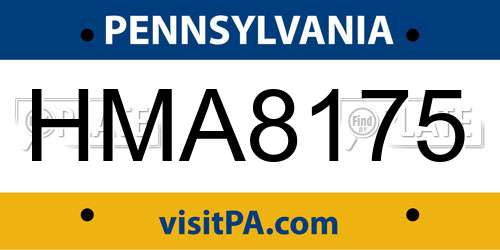 HMA8175 Pennsylvania License Plate