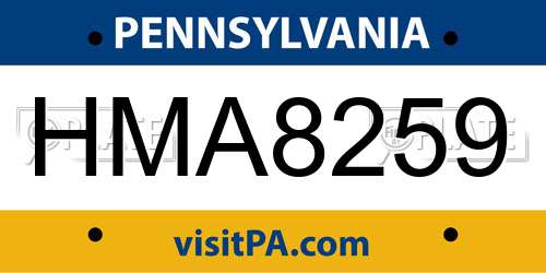 HMA8259 Pennsylvania License Plate