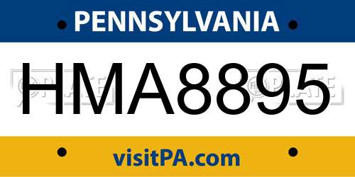 HMA8895 Pennsylvania License Plate