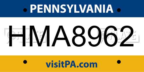 HMA8962 Pennsylvania License Plate