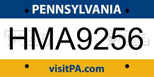 HMA9256 Pennsylvania License Plate