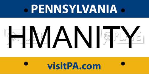 HMANITY Pennsylvania License Plate