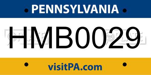 HMB0029 Pennsylvania License Plate