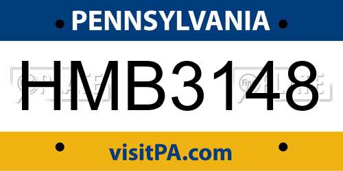 HMB3148 Pennsylvania License Plate