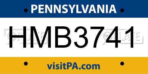 HMB3741 Pennsylvania License Plate