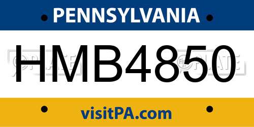 HMB4850 Pennsylvania License Plate