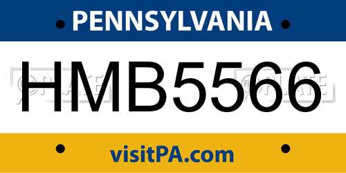 HMB5566 Pennsylvania License Plate