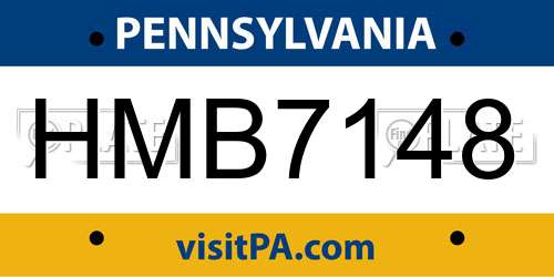 HMB7148 Pennsylvania License Plate