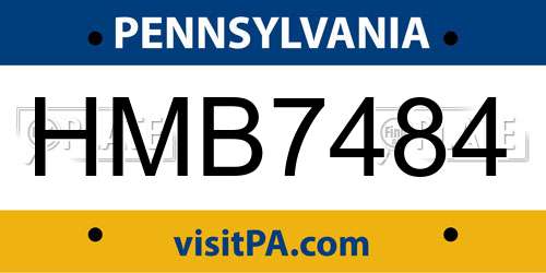 HMB7484 Pennsylvania License Plate