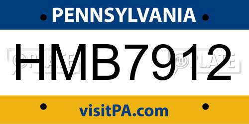 HMB7912 Pennsylvania License Plate