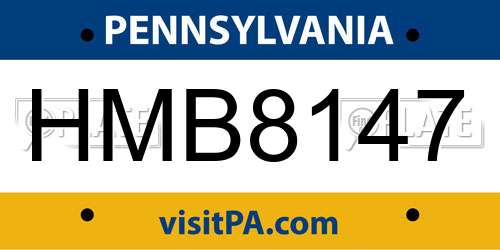 HMB8147 Pennsylvania License Plate