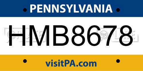 HMB8678 Pennsylvania License Plate