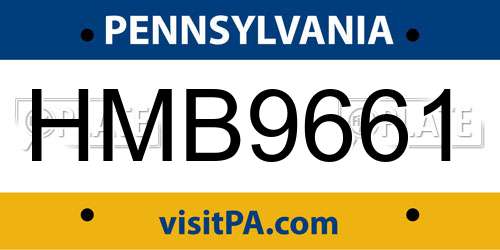 HMB9661 Pennsylvania License Plate