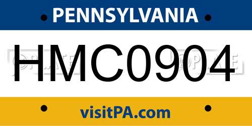 HMC0904 Pennsylvania License Plate