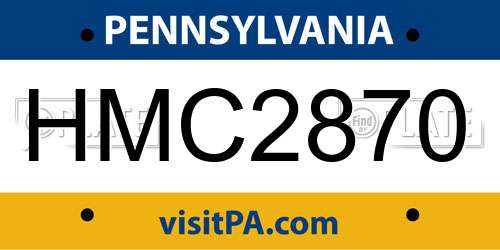 HMC2870 Pennsylvania License Plate