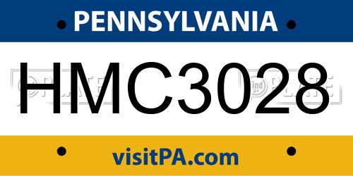 HMC3028 Pennsylvania License Plate