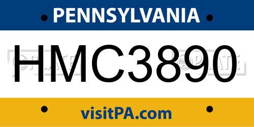 HMC3890 Pennsylvania License Plate