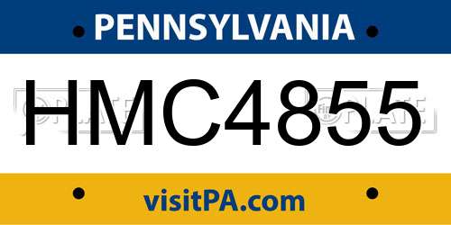 HMC4855 Pennsylvania License Plate