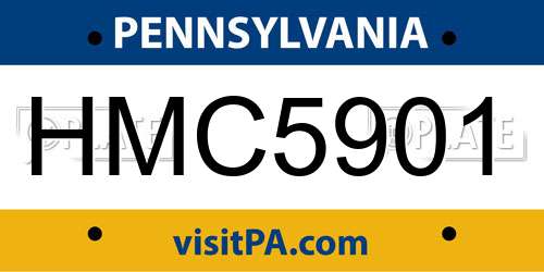 HMC5901 Pennsylvania License Plate