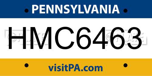 HMC6463 Pennsylvania License Plate