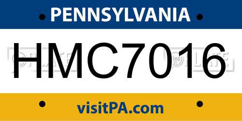 HMC7016 Pennsylvania License Plate