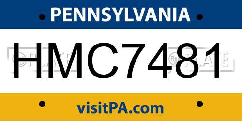 HMC7481 Pennsylvania License Plate