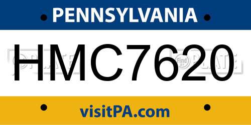 HMC7620 Pennsylvania License Plate