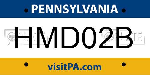 HMD02B Pennsylvania License Plate