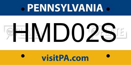 HMD02S Pennsylvania License Plate