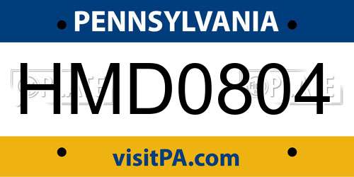 HMD0804 Pennsylvania License Plate
