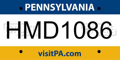 HMD1086 Pennsylvania License Plate