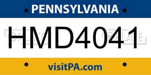 HMD4041 Pennsylvania License Plate