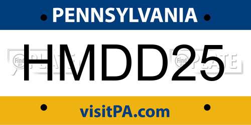 HMDD25 Pennsylvania License Plate