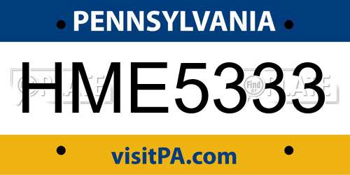 HME5333 Pennsylvania License Plate